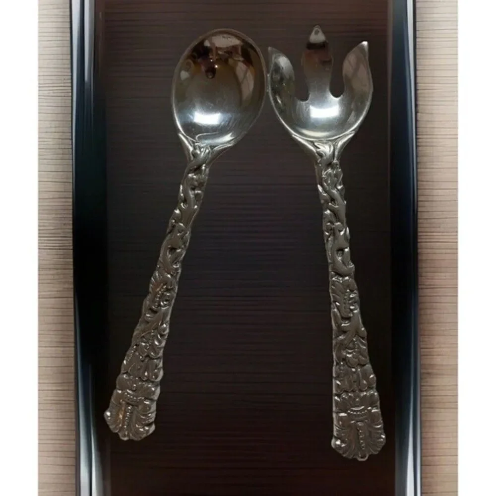 Charter Club Country Chateau Silver Salad Large Fork & Spoon Set 1997 Vintage
